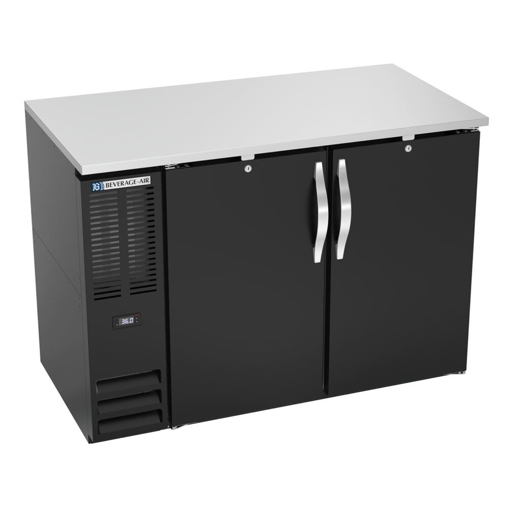 118-BB48HC1B27 48" Bar Refrigerator - 2 Swinging Solid Doors, Black, 115v