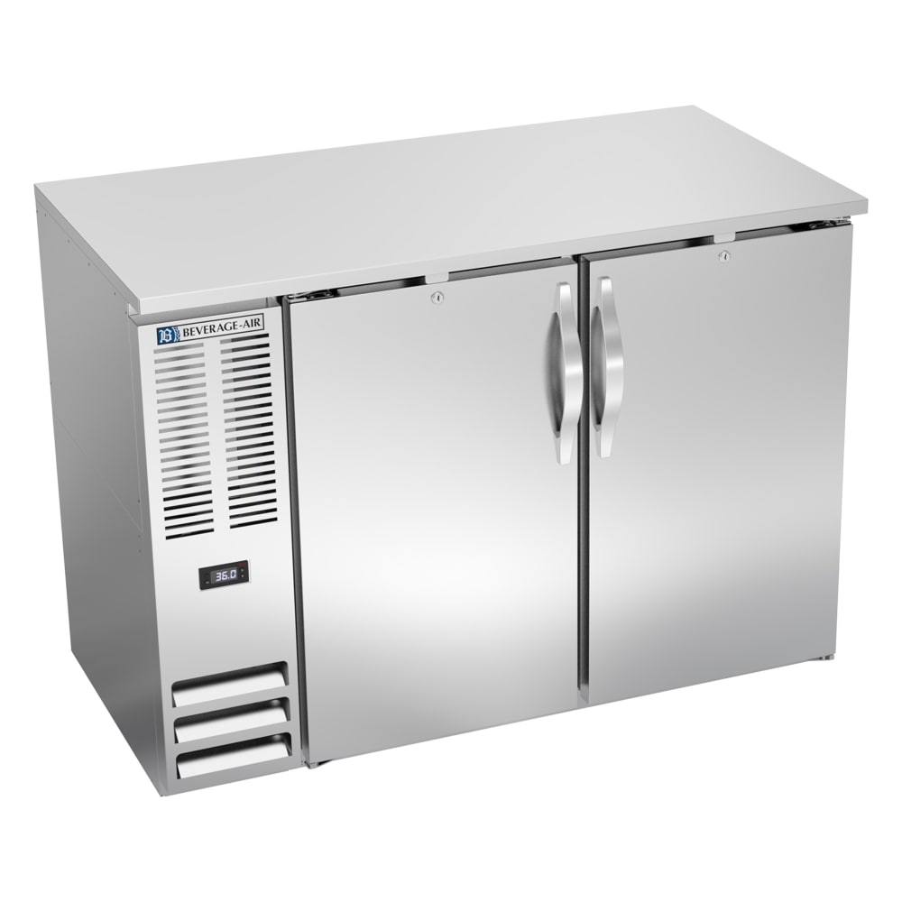 118-BB48HC1FS27 48" Bar Refrigerator - 2 Swinging Solid Doors, Stainless, 115v
