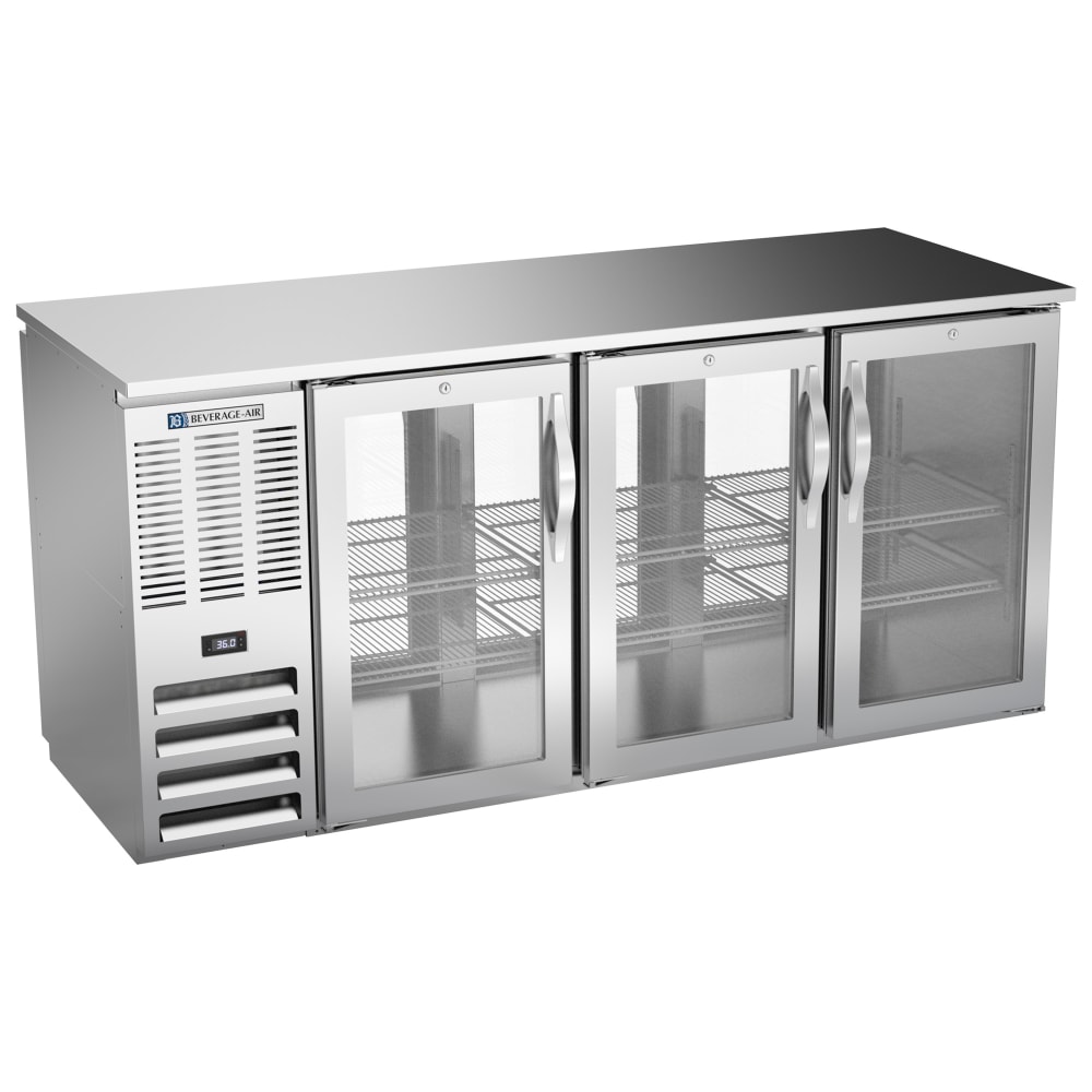 118-BB72HC1GSFPTS27 72" Bar Refrigerator - 6 Sliding Glass Doors, Stainless, 115v