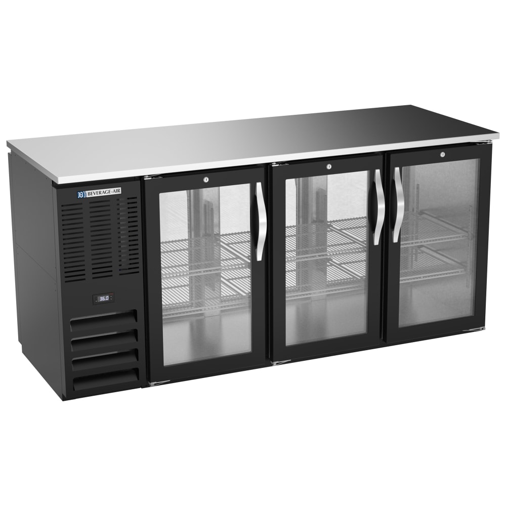 118-BB72HC1GSPTB27 72" Bar Refrigerator - 6 Sliding Glass Doors, Black, 115v