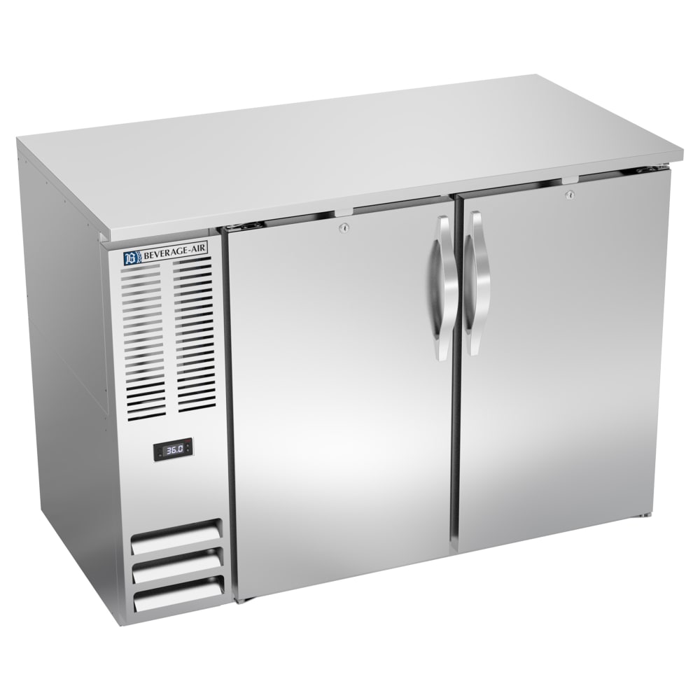 118-BB48HC1S27 48" Bar Refrigerator - 2 Swinging Solid Doors, Stainless, 115v