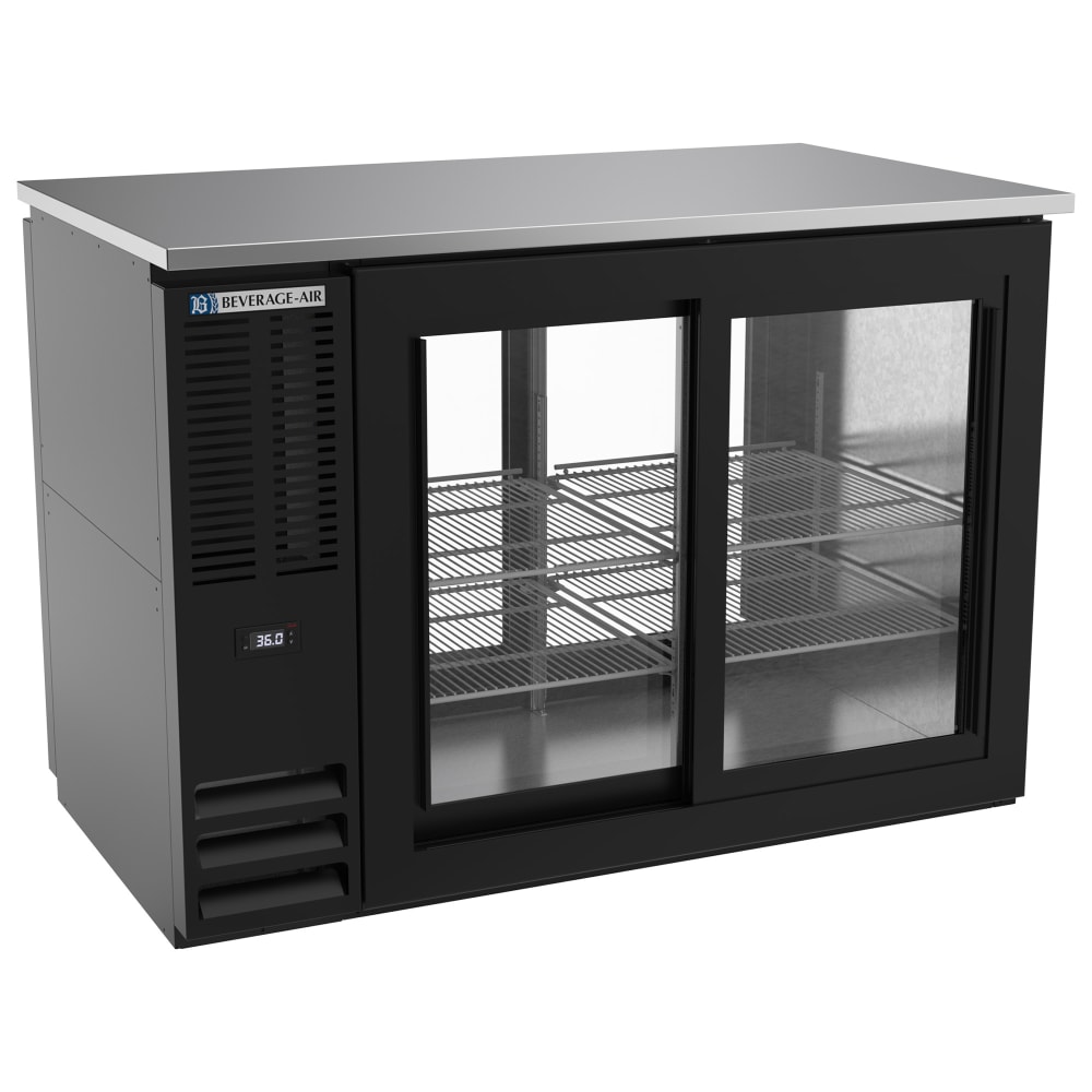 118-BB48HC1GSPTB27 48" Bar Refrigerator - 4 Sliding Glass Doors, Black, 115v