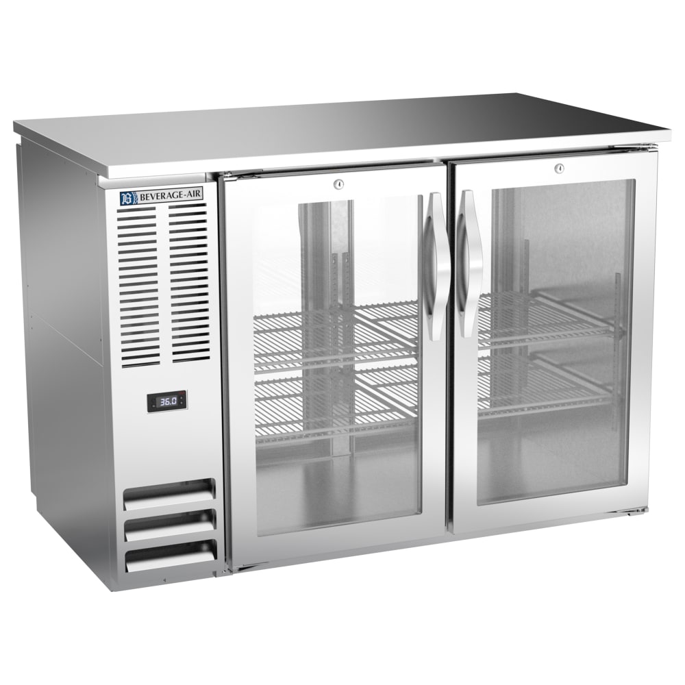 118-BB48HC1GPTS27 48" Bar Refrigerator - 4 Swinging Glass Doors, Stainless, 115v