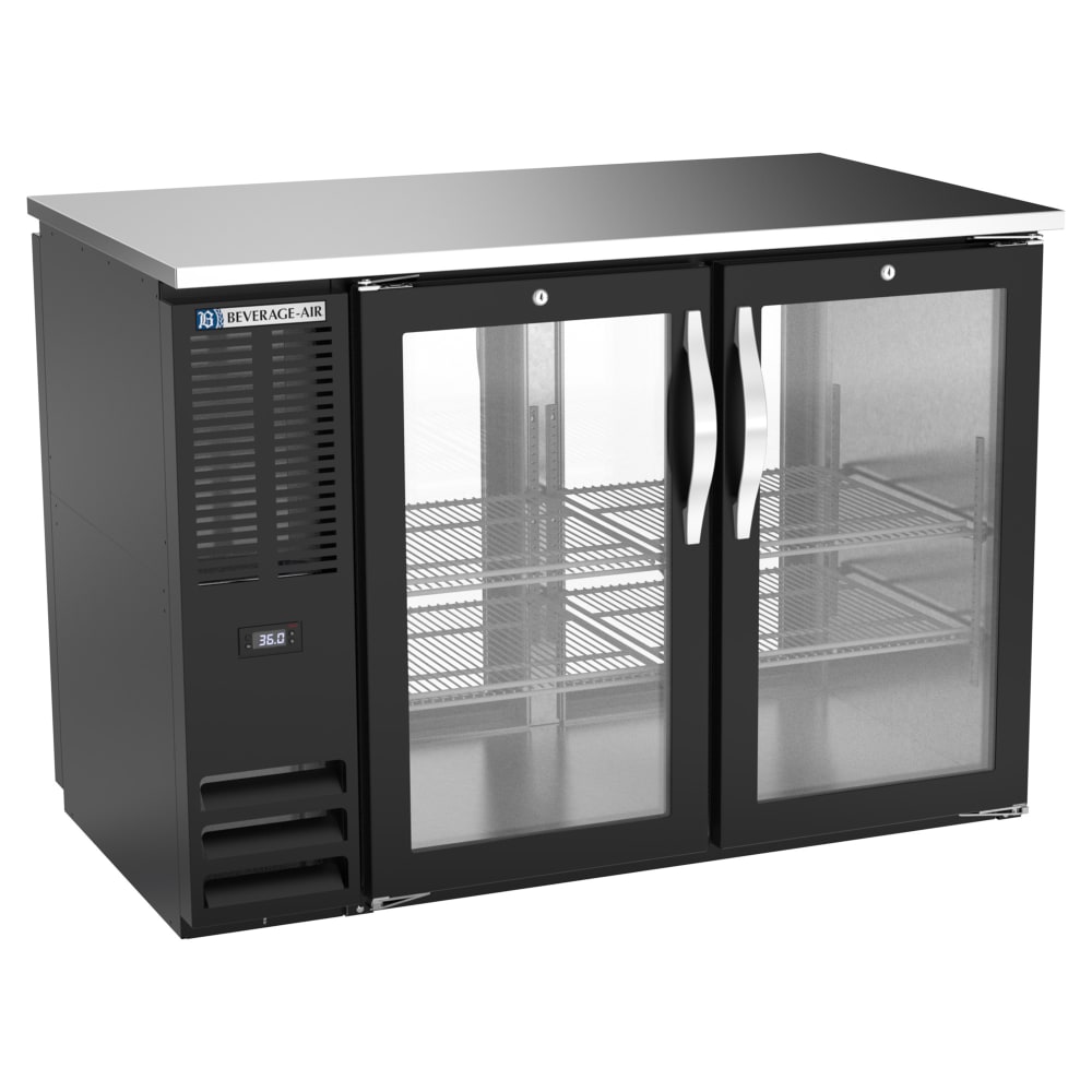 118-BB48HC1GPTB27 48" Bar Refrigerator - 4 Swinging Glass Doors, Black, 115v