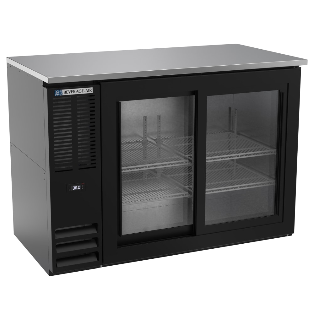 118-BB48HC1GSB27 48" Bar Refrigerator - 2 Sliding Glass Doors, Black, 115v