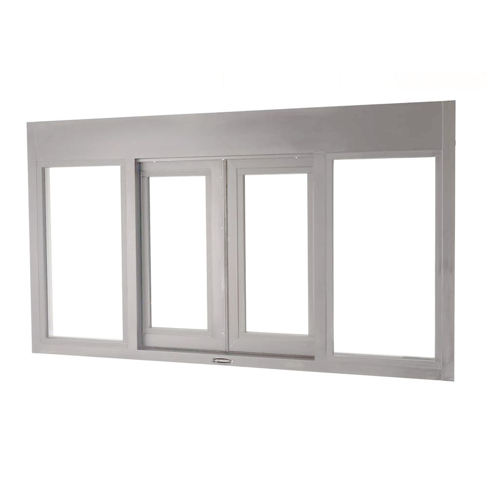 487-BP7241E9518CX 72"W x 41"H Clear Aluminum Bi-Parting Electric Drive-Thru Window