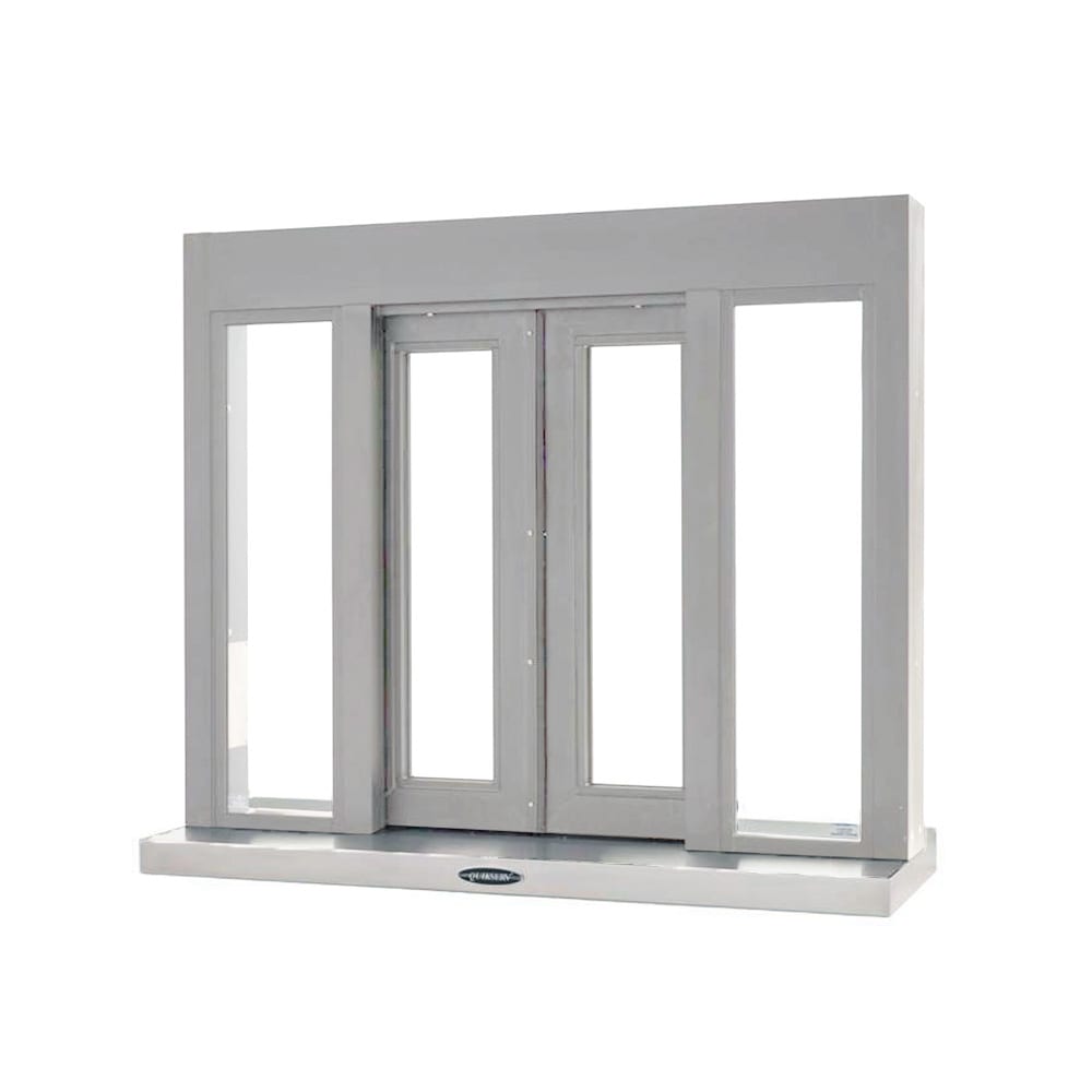 487-BPSC42369109CX 42"W x 36"H Clear Aluminum Bi-Parting Manual Drive-Thru Window
