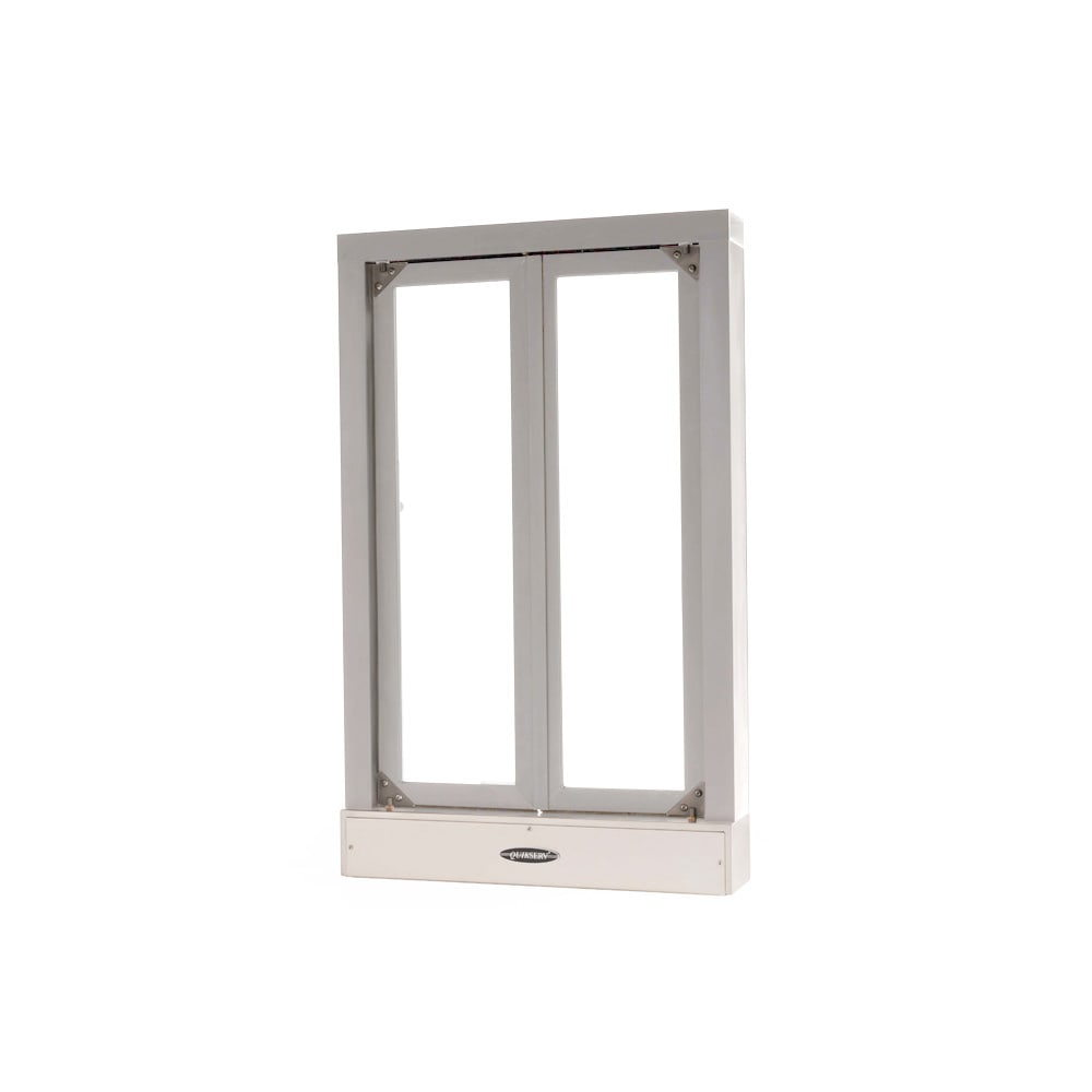 487-CM19021CX 24"W x 38 1/2"H Clear Aluminum Bi-Folding Manual Drive-Thru Window