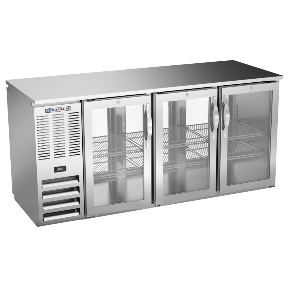 118-BB72HC1GSPTS27 72" Bar Refrigerator - 6 Sliding Glass Doors, Stainless, 115v