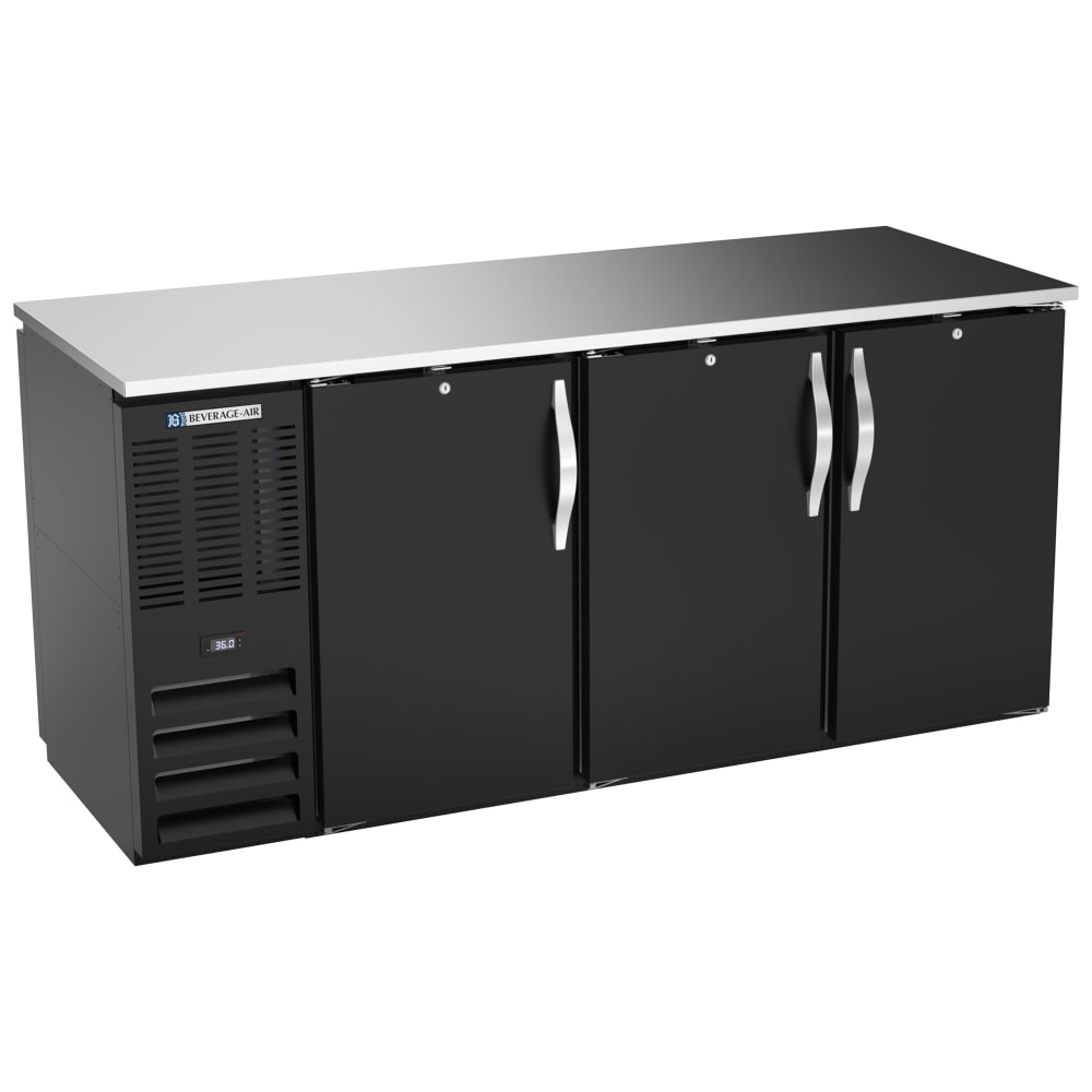 118-BB72HC1PTB27 72" Bar Refrigerator - 6 Swinging Solid Doors, Black, 115v