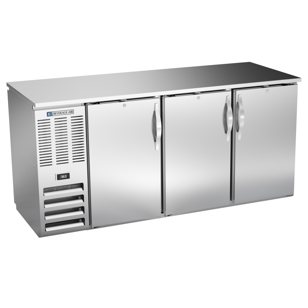 118-BB72HC1PTS27 72" Bar Refrigerator - 6 Swinging Solid Doors, Stainless, 115v