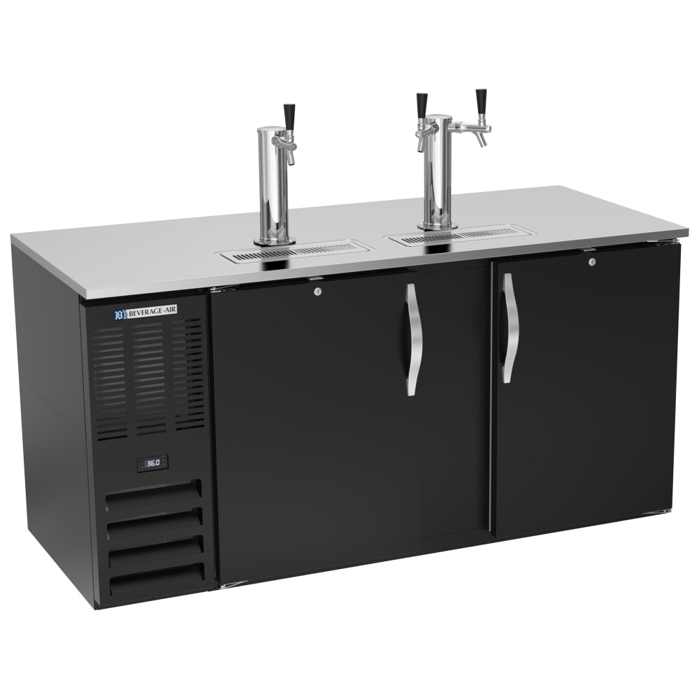 118-DD68HC1B 69" Kegerator Beer Dispenser w/ 3 Keg Capacity - 2 Columns, Black, 115v