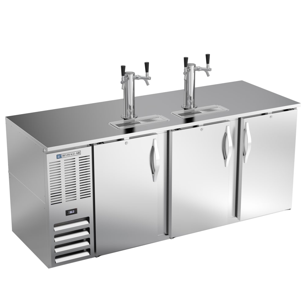 118-DD78HC1S 79" Kegerator Beer Dispenser w/ 4 Keg Capacity - 2 Column, Stainless, 115v