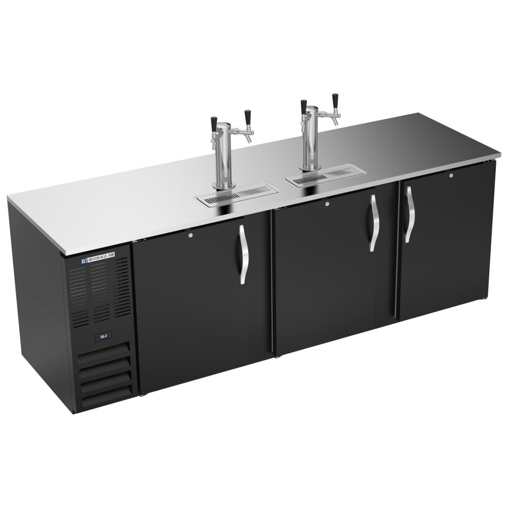 118-DD94HC1B 95" Kegerator Beer Dispenser w/ (5) Keg Capacity - (2) Column, Black, 115v