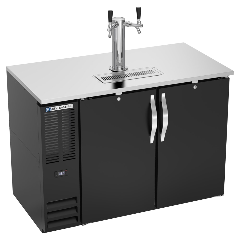 118-DD48HC1B 48" Kegerator Beer Dispenser w/ (2) Keg Capacity - (1) Column, Black, 115v