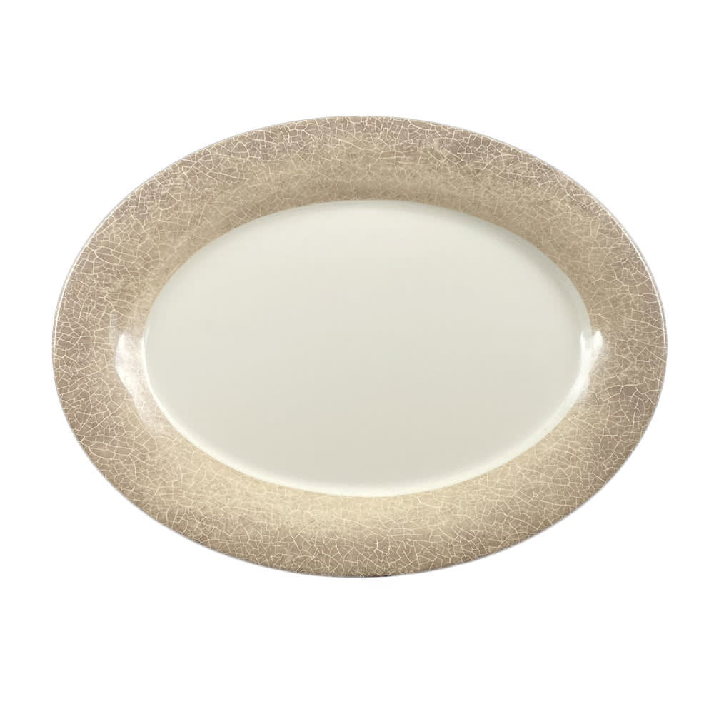 438-DM209J 9 1/2" x 7 1/4" Oval Jazz Platter - Melamine, Beige