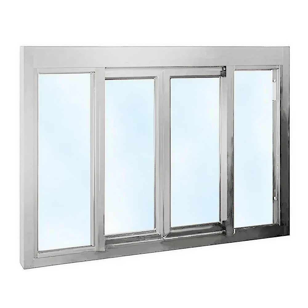 069-65162202 Model 131 53 1/2"W x 37 3/4"H Silver Bi-Parting Manual Drive-Thru Window