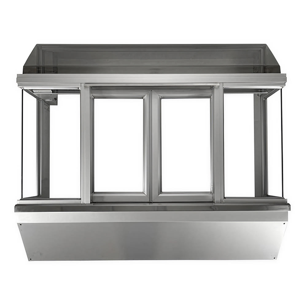 069-65163302 Model BO10 53 1/2"W x 48 3/4"H Silver Bi-Parting Manual Drive-Thru Window