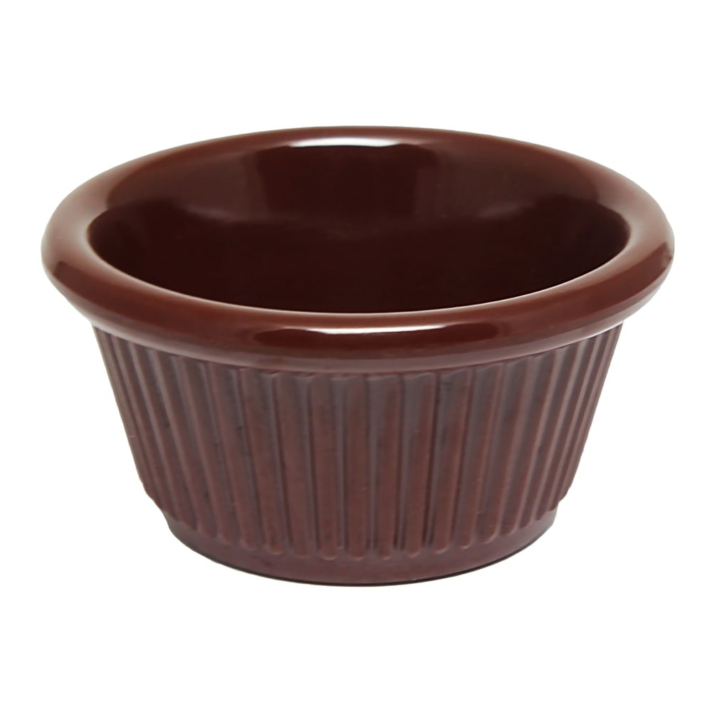 438-ML509C1 2 oz Fluted Melamine Ramekin, Chocolate