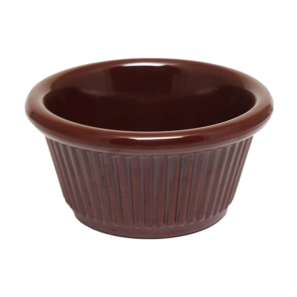 438-ML531C1 3 oz Fluted Melamine Ramekin, Chocolate