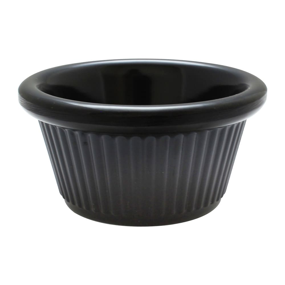 438-ML509BL1 2 oz Fluted Melamine Ramekin, Black