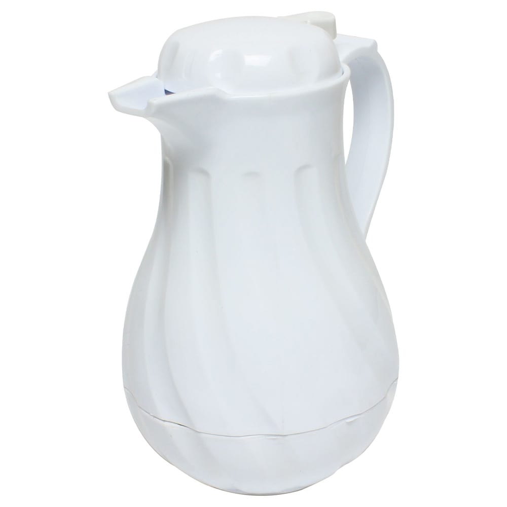 438-PLWS064WT 64 oz Beverage Server w/ Push Button Lid - Poly, White