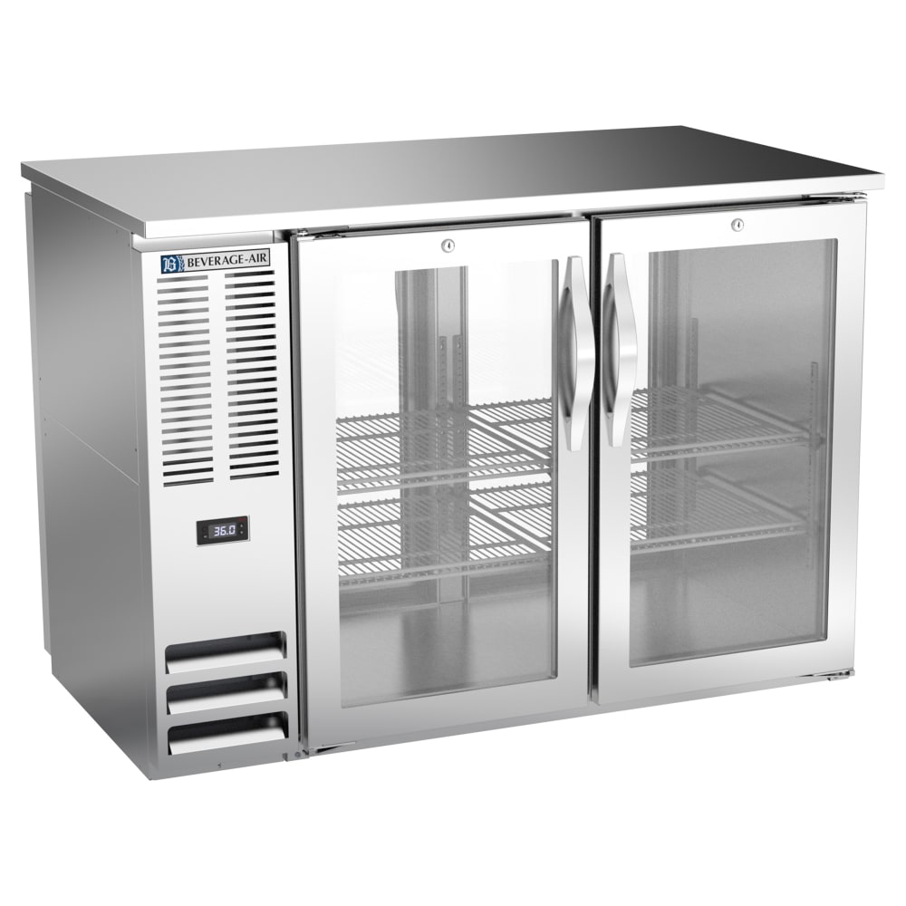 118-BB48HC1FGPTS27 48" Bar Refrigerator - 4 Swinging Glass Doors, Stainless, 115v