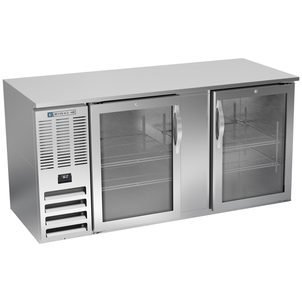 118-BB68HC1FGS 69" Bar Refrigerator - 2 Sliding Glass Doors, Stainless, 115v