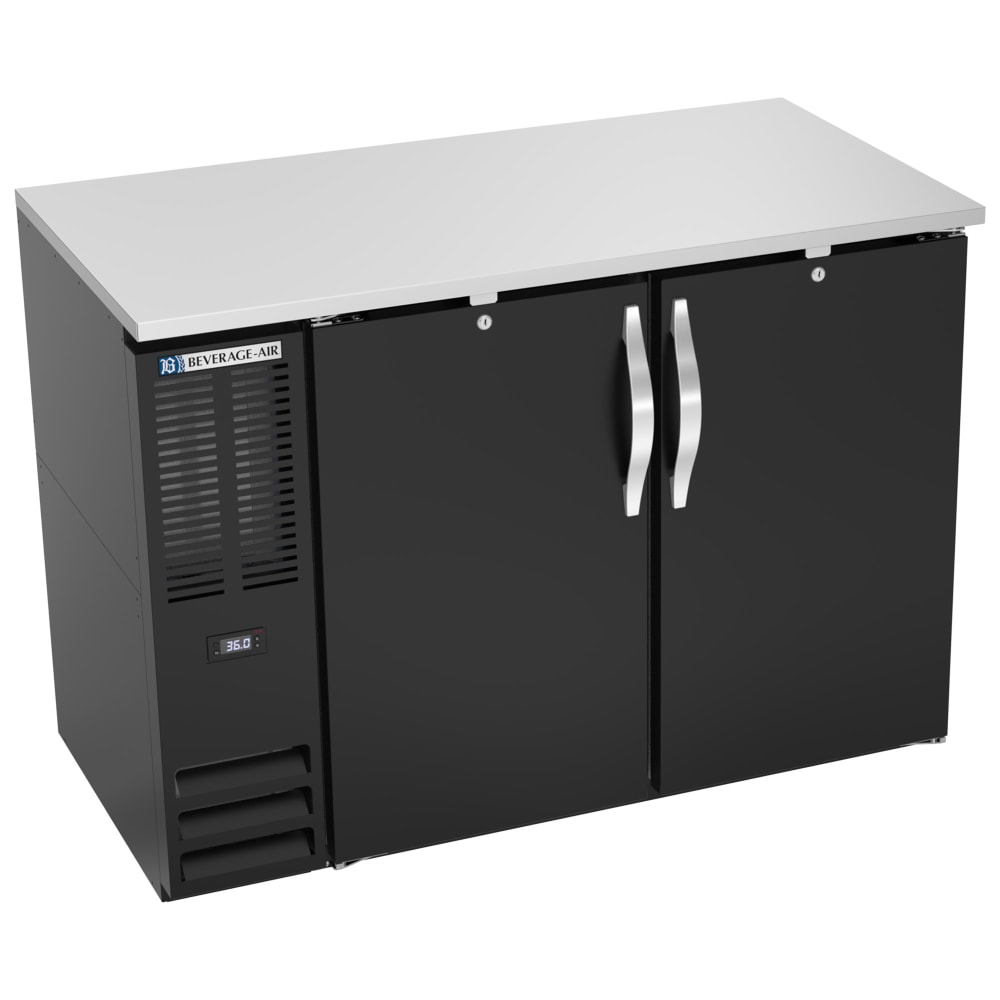 118-BB48HC1FB27 48" Bar Refrigerator - 2 Swinging Solid Doors, Black, 115v