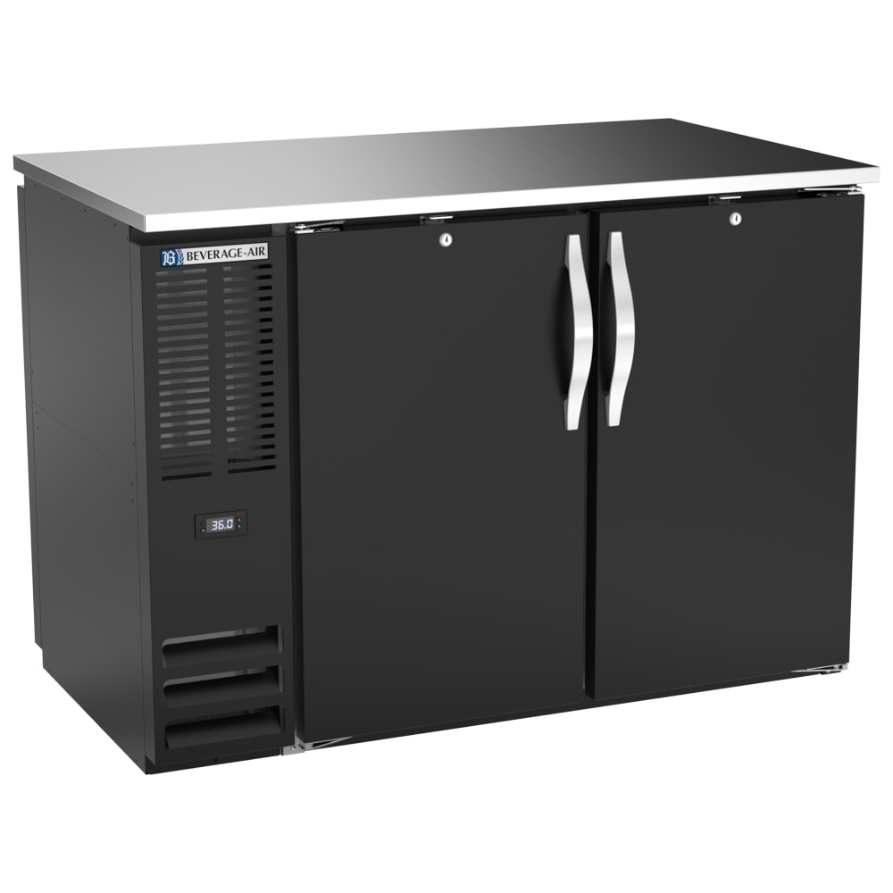 118-BB48HC1FPTB27 48" Bar Refrigerator - 4 Swinging Solid Doors, Black, 115v