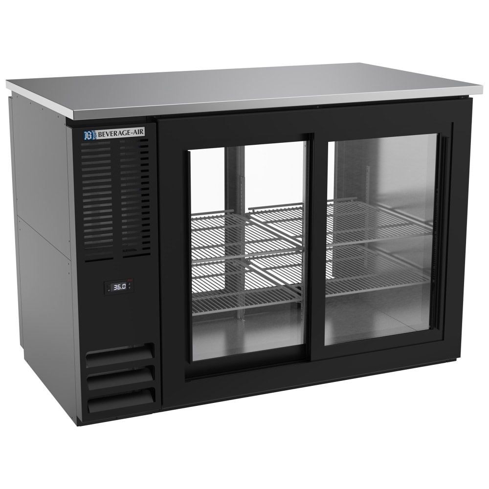 118-BB48HC1GSFPTB27 48" Bar Refrigerator - 4 Sliding Glass Doors, Black, 115v