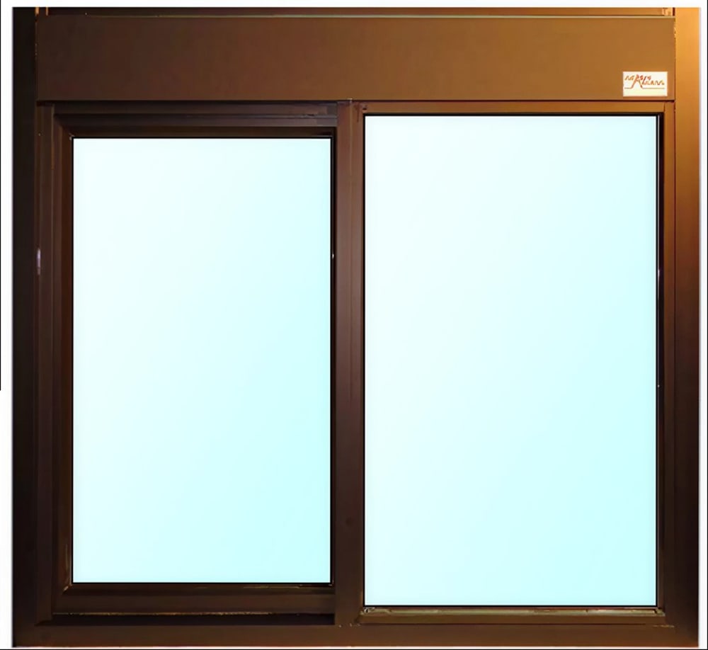 069-60011121 Model 600 47 1/2"W x 43 1/2"H Bronze Left-to-Right Manual Drive-Thru Windo...