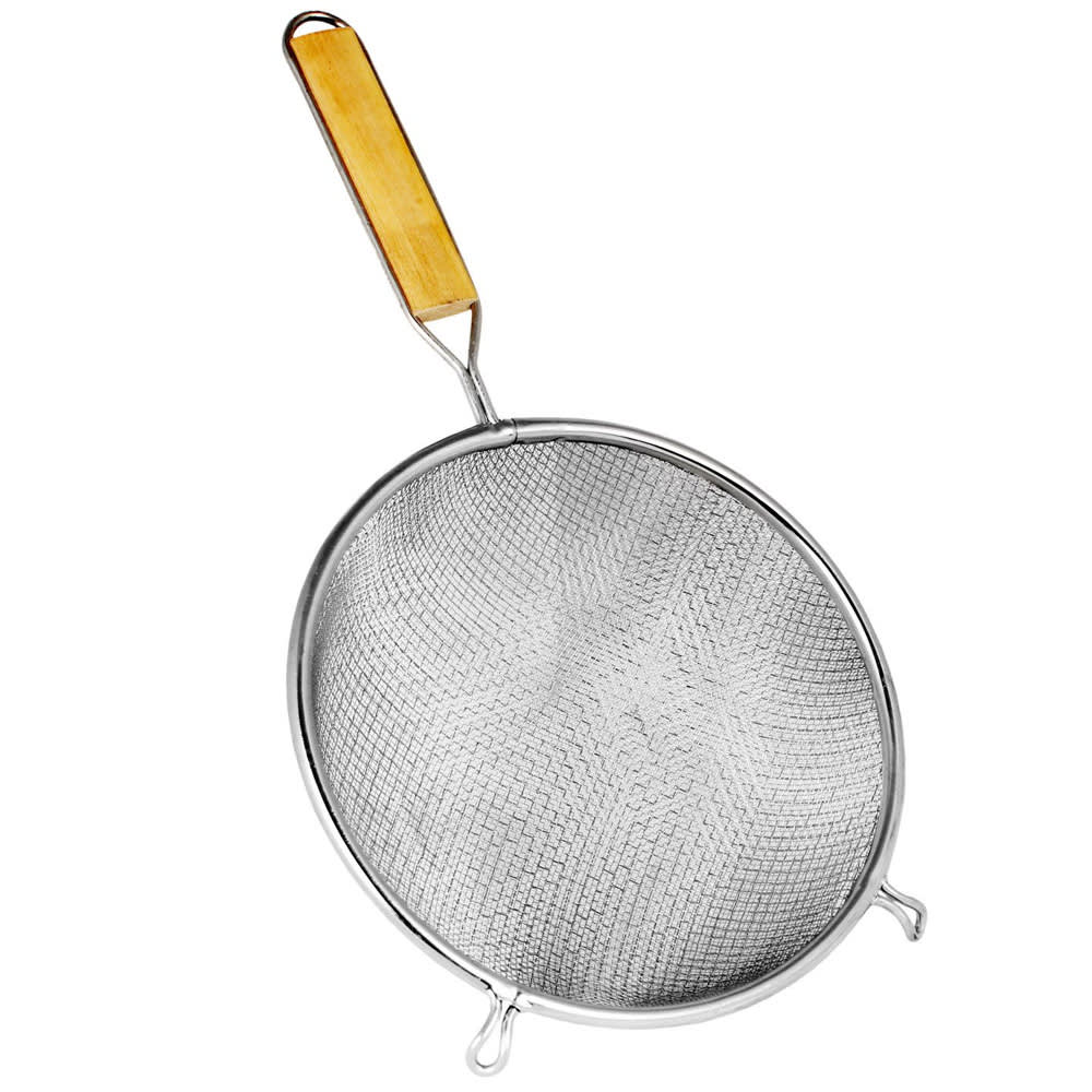 438-SLSTN5206 6" Strainer w/ Double Fine Mesh & Wooden Handle, Stainless