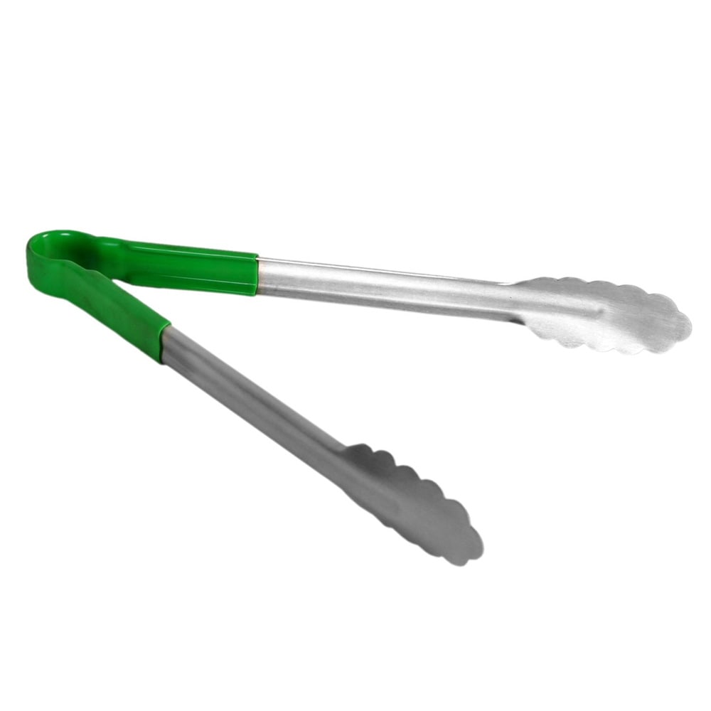 438-SLTG812G 12"L Stainless Utility Tongs, Green