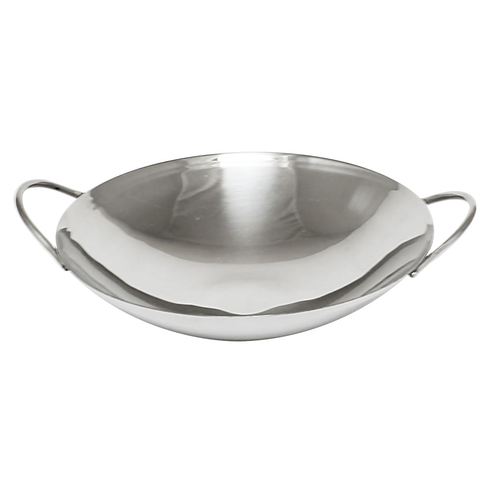 438-SLWK008 8" Round Wok Serving Dish, Stainless Steel