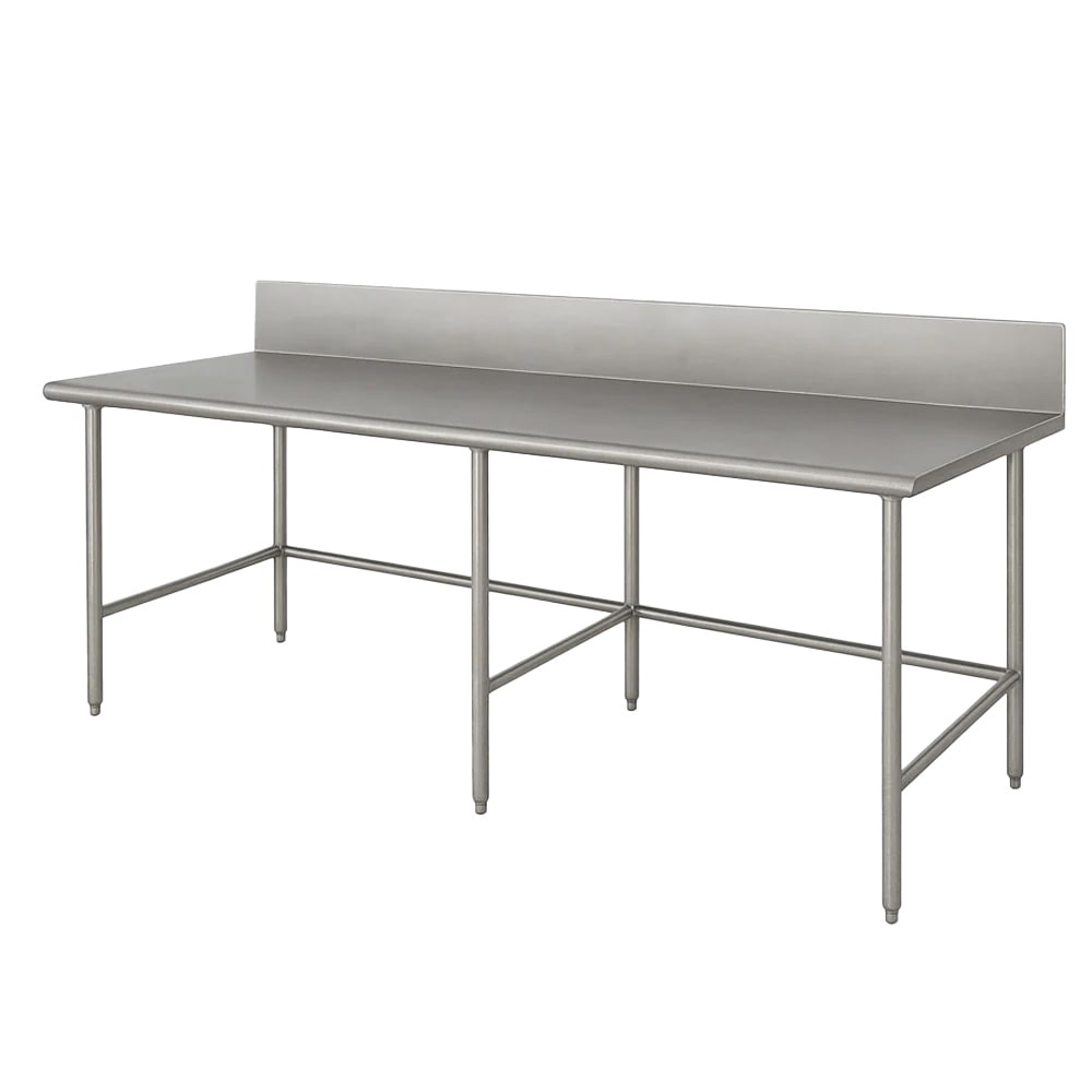 009-TVKS3610 120" 14 ga Work Table w/ 304 Series Stainless Top, 10" Backsplash