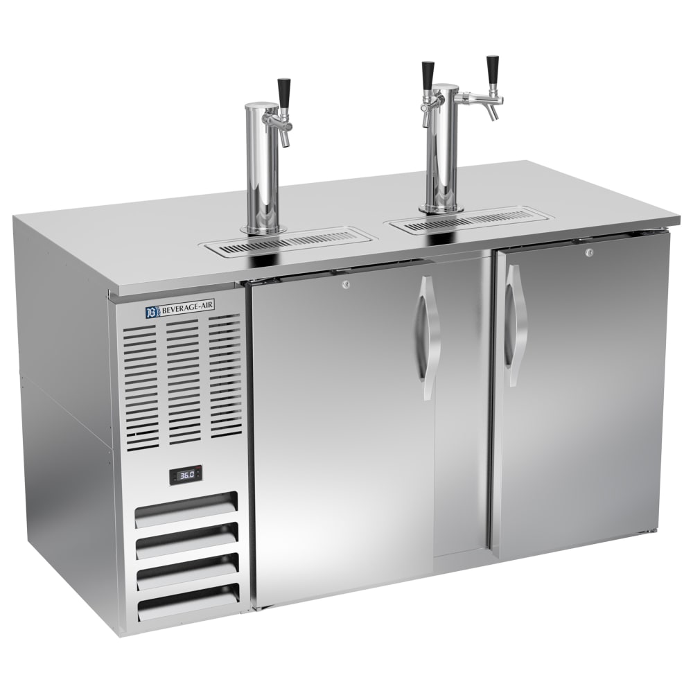 118-DD58HCSALT 58" Kegerator Beer Dispenser w/ (2) 1/2 Keg Capacity - (2) Columns, Stainless...