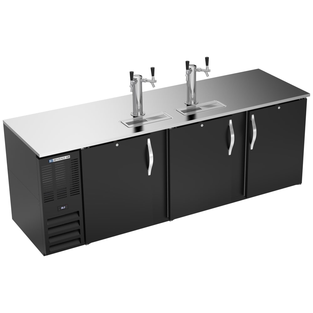 118-DD94HCBALT 94" Kegerator Beer Dispenser w/ (5) 1/2 Keg Capacity - (2) Columns, Black, 11...