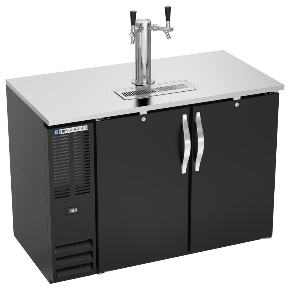 118-DD48HCBALT 48" Kegerator Beer Dispenser w/ (2) 1/2 Keg Capacity - (1) Column, Black, 115...