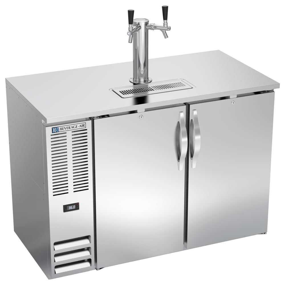 118-DD48HCSALT 48" Kegerator Beer Dispenser w/ (2) 1/2 Keg Capacity - (1) Column, Stainless,...