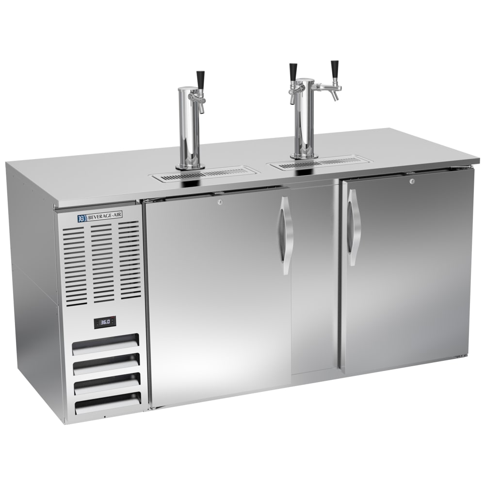 118-DD68HCSALT 68" Kegerator Beer Dispenser w/ (3) 1/2 Keg Capacity - (2) Columns, Stainless...