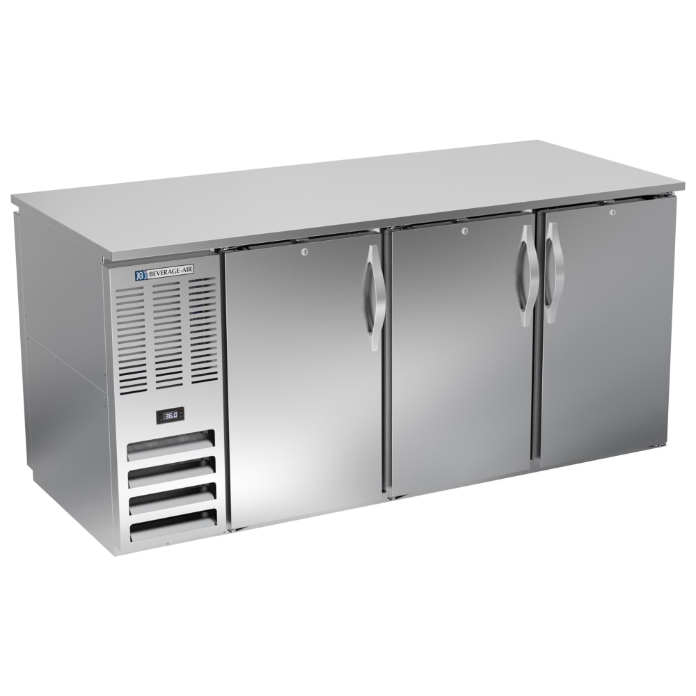 118-BB72HCPTSALT 72" Pass Thru Bar Refrigerator - 6 Swinging Solid Doors, Stainless, 115v