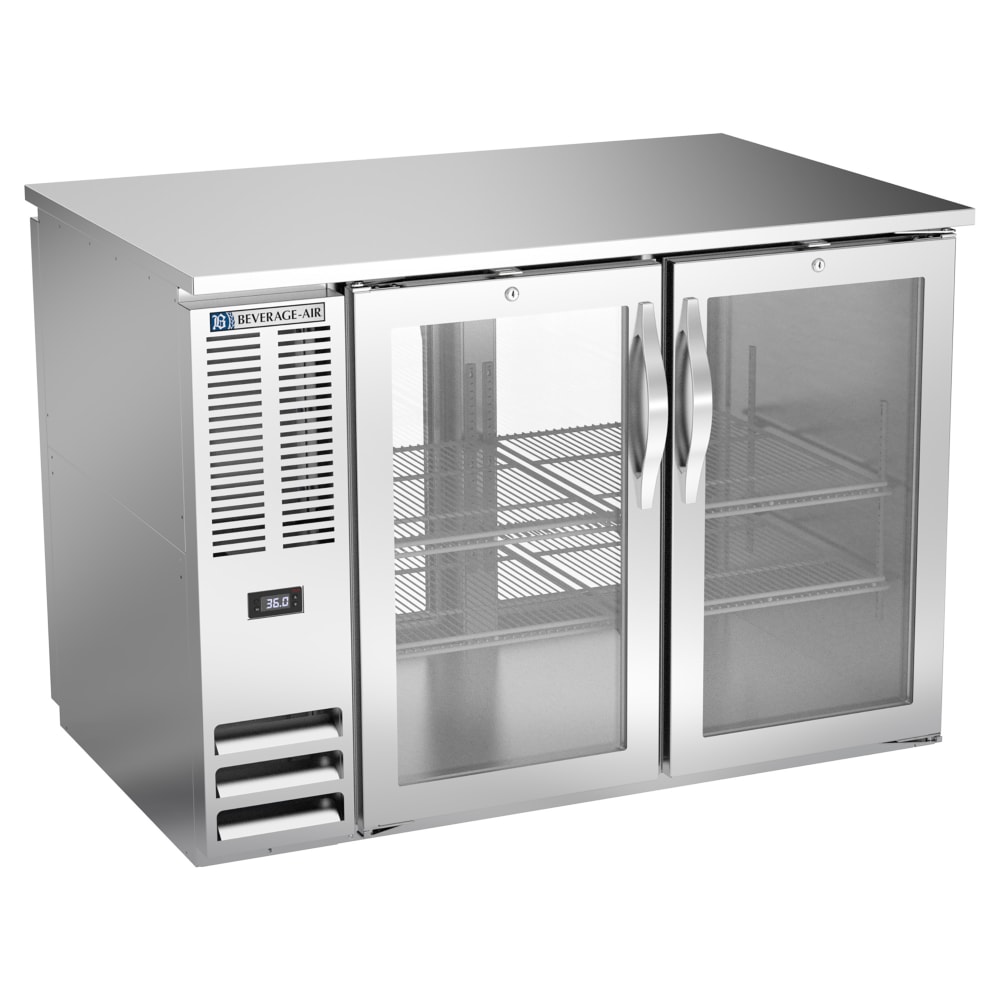 118-BB48HCFGPTSALT 48" Pass Thru Bar Refrigerator - 4 Swinging Glass Doors, Stainless, 115v