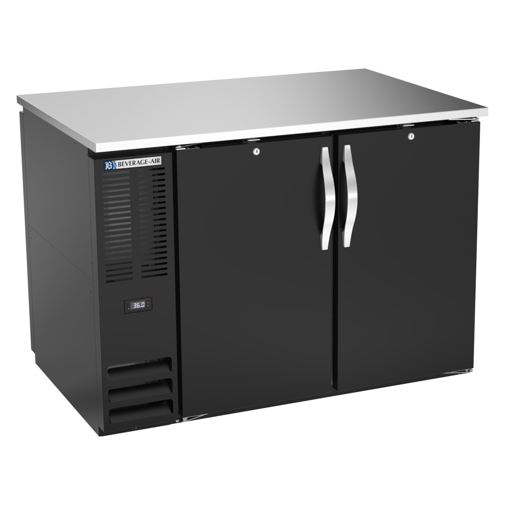 118-BB48HCPTBALT 48" Pass Thru Bar Refrigerator - 4 Swinging Solid Doors, Black, 115v
