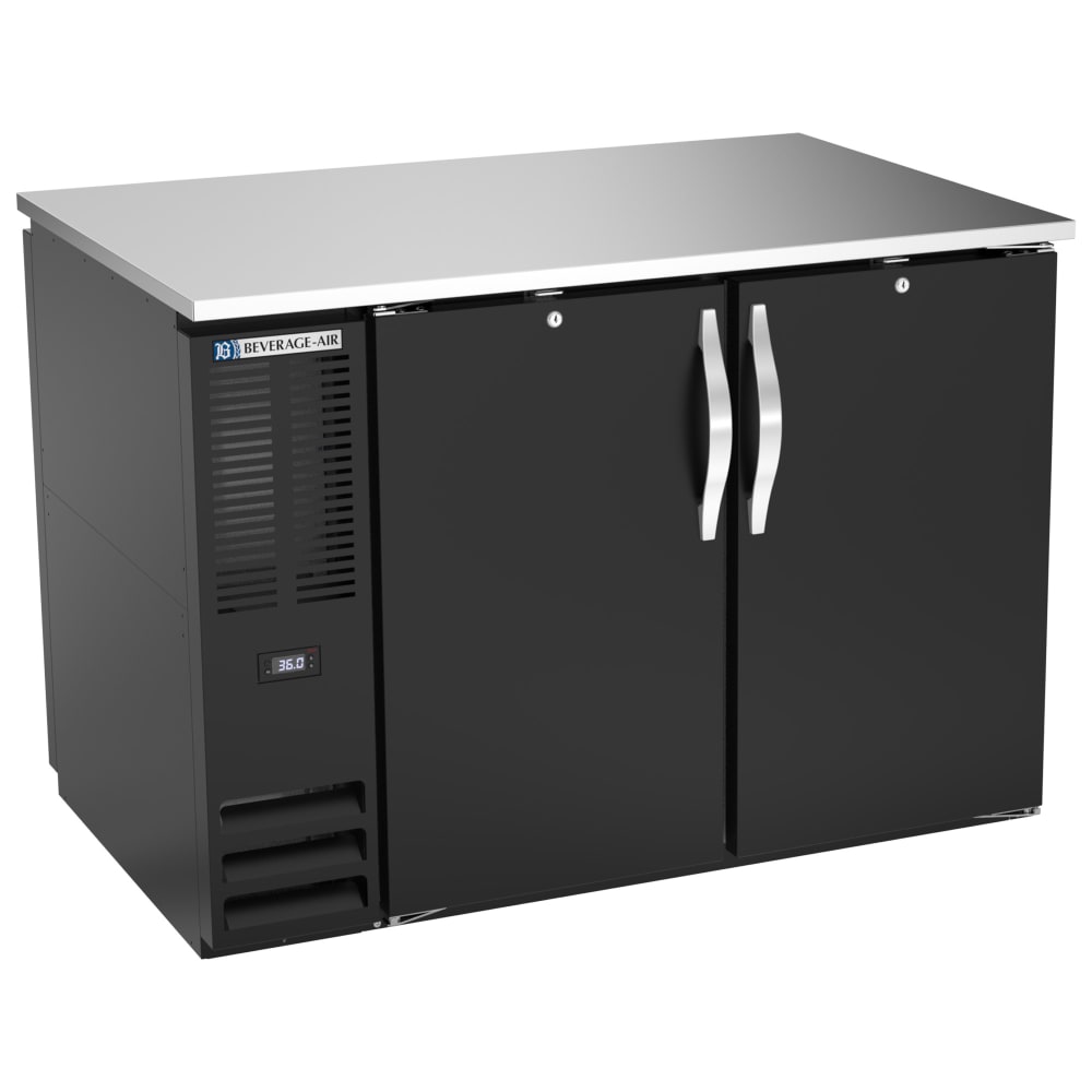 118-BB48HC1PTB 48" Bar Refrigerator - 4 Swinging Solid Doors, Black, 115v