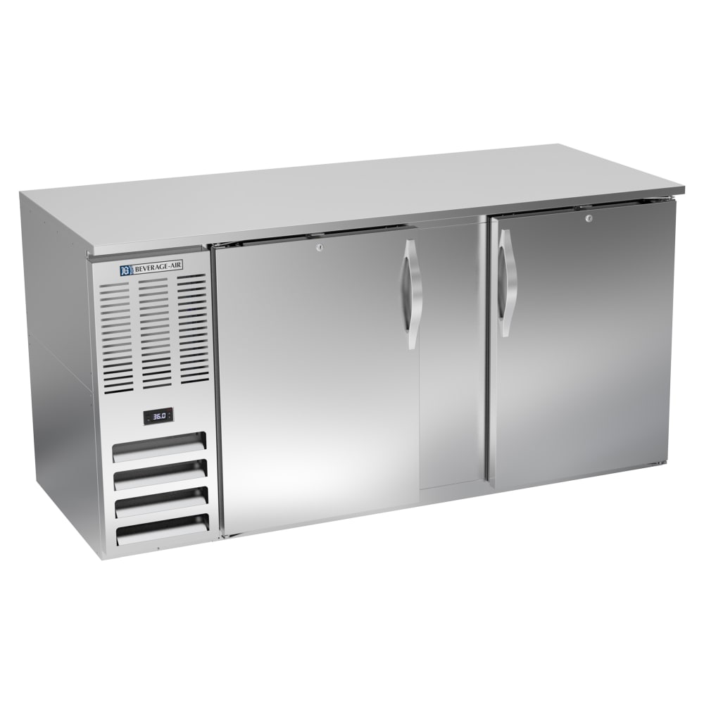 118-BB68HCSALT 68" Bar Refrigerator - 2 Swinging Solid Doors, Stainless, 115v