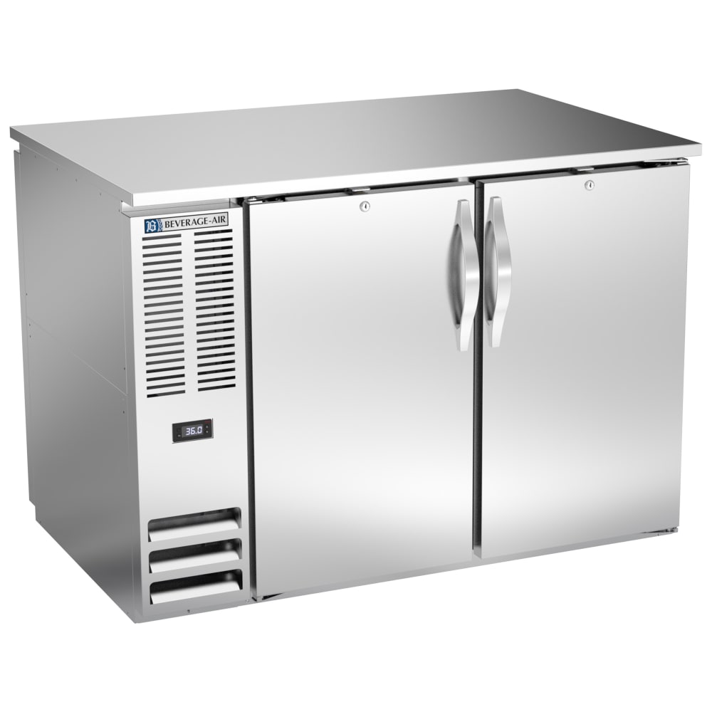 118-BB48HC1PTS 48" Bar Refrigerator - 4 Swinging Solid Doors, Stainless, 115v