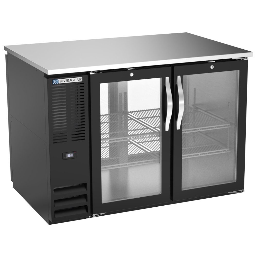 118-BB48HC1FGPTB 48" Bar Refrigerator - 4 Swinging Glass Doors, Black, 115v