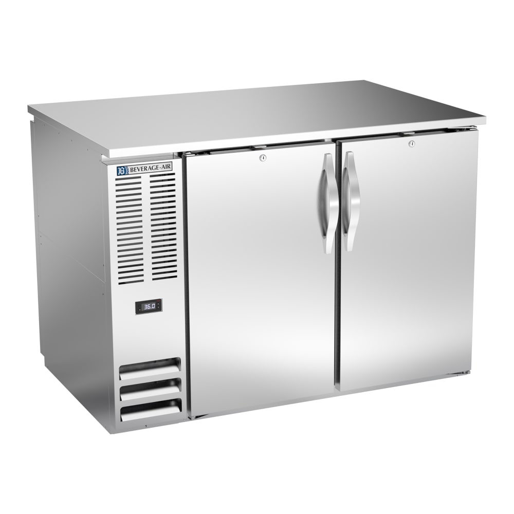 118-BB48HCPTSALT 48" Pass Thru Bar Refrigerator - 4 Swinging Solid Doors, Stainless, 115v