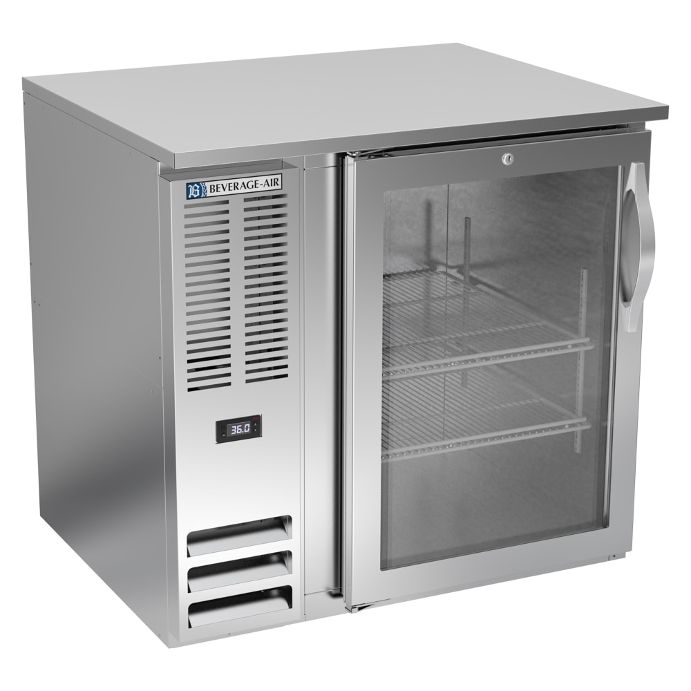 118-BB36HCGSALT 36" Bar Refrigerator - 1 Swinging Glass Door, Stainless, 115v